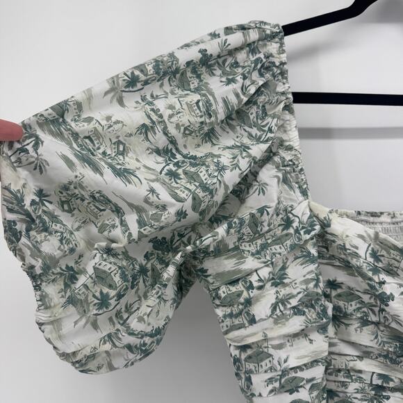 Abercrombie & Fitch Emerson Poplin Puff Sleeve Dress Sz XXL Green Toile - Picture 4 of 9